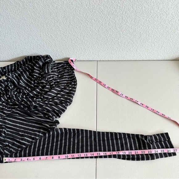 Cuddl Duds | Black/Grey/Gray Stripe Flexwear Open-Front Hooded Jacket Sz S/M - Picture 7 of 8